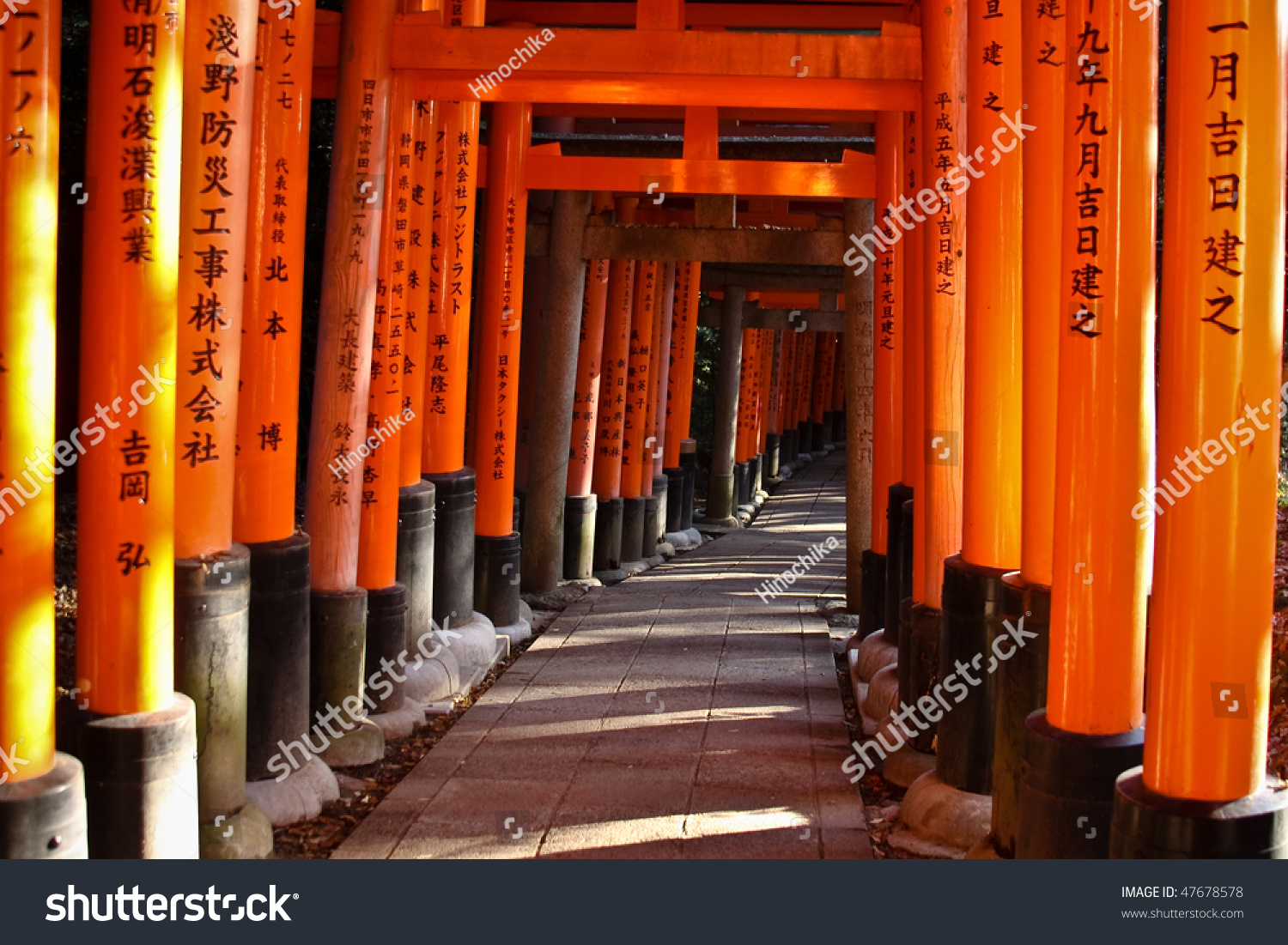 The Thousand Torii Gates In Fushimi Inari Shrine, Kyoto, Japan Stock ...