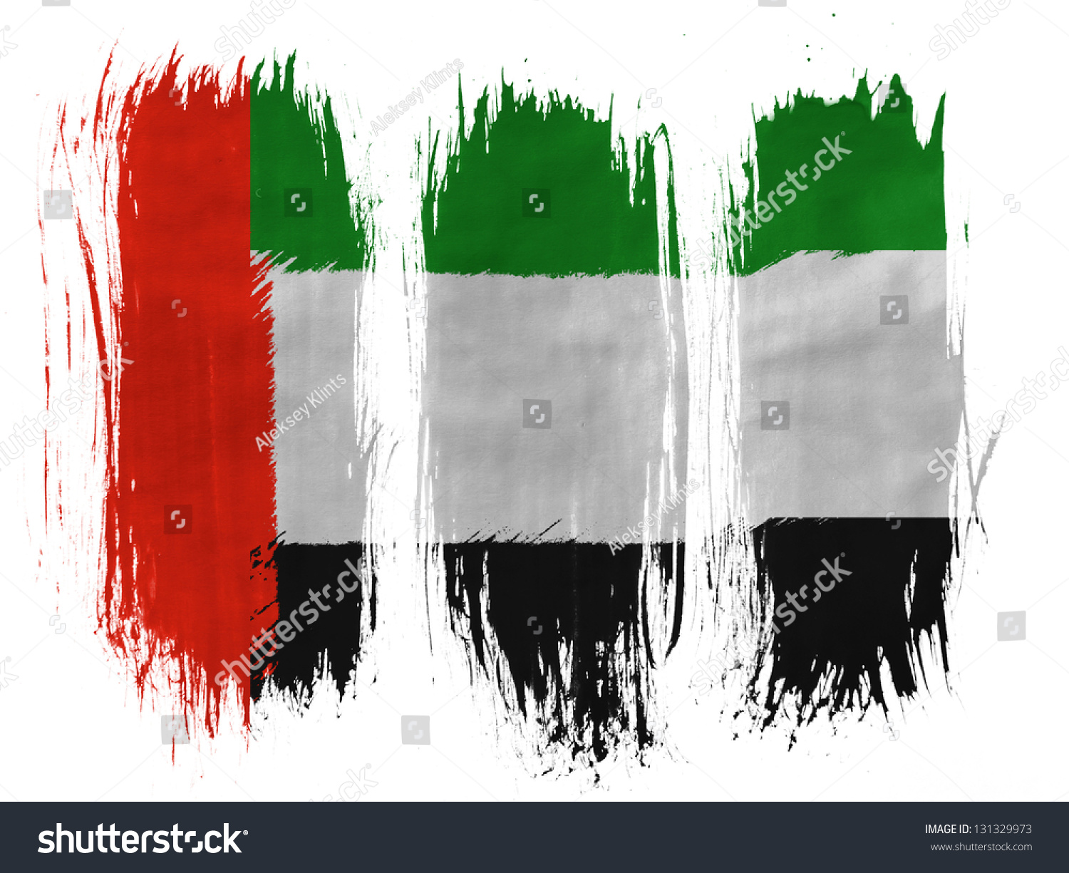 The United Arab Emirates Flag Painted With 3 Vertical Brush Strokes On ...