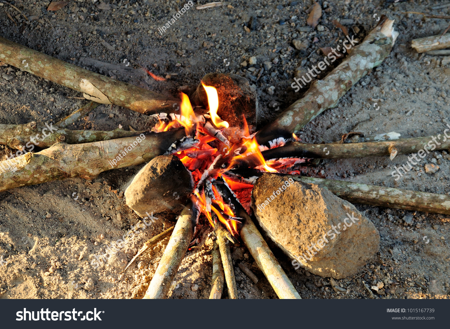 Use Wood Stove Cooking Rice Outback Stock Photo Edit Now 1015167739