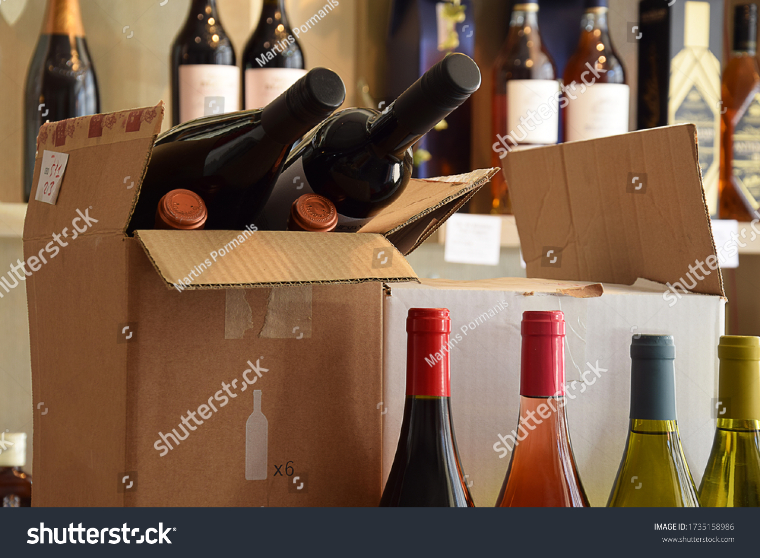 12 896 Wine Delivery Images Stock Photos Vectors Shutterstock   Stock Photo The Wine Is Put In A Box And Ready For Home Delivery Wine Store 1735158986 