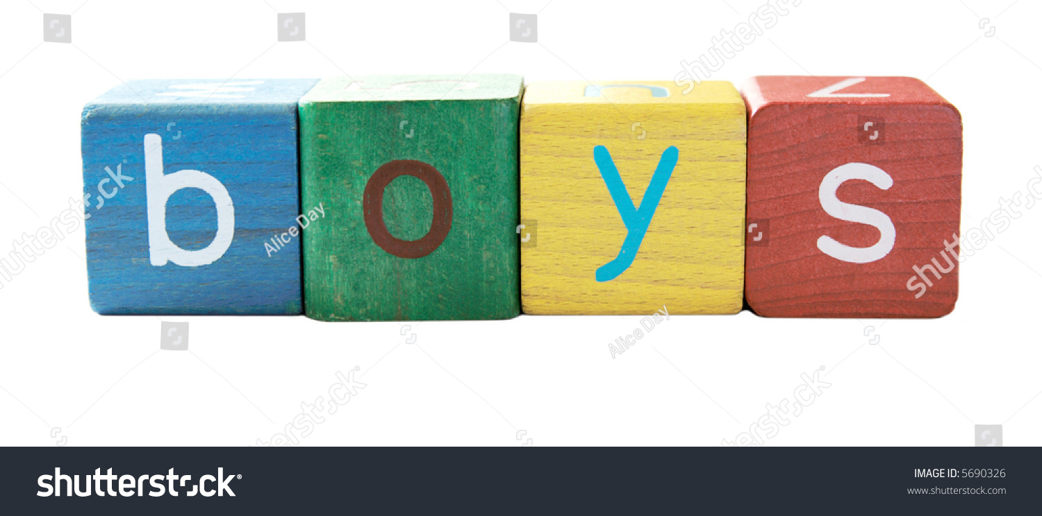 The Word 'Boys' In Colorful Children'S Block Letters Isolated On White ...