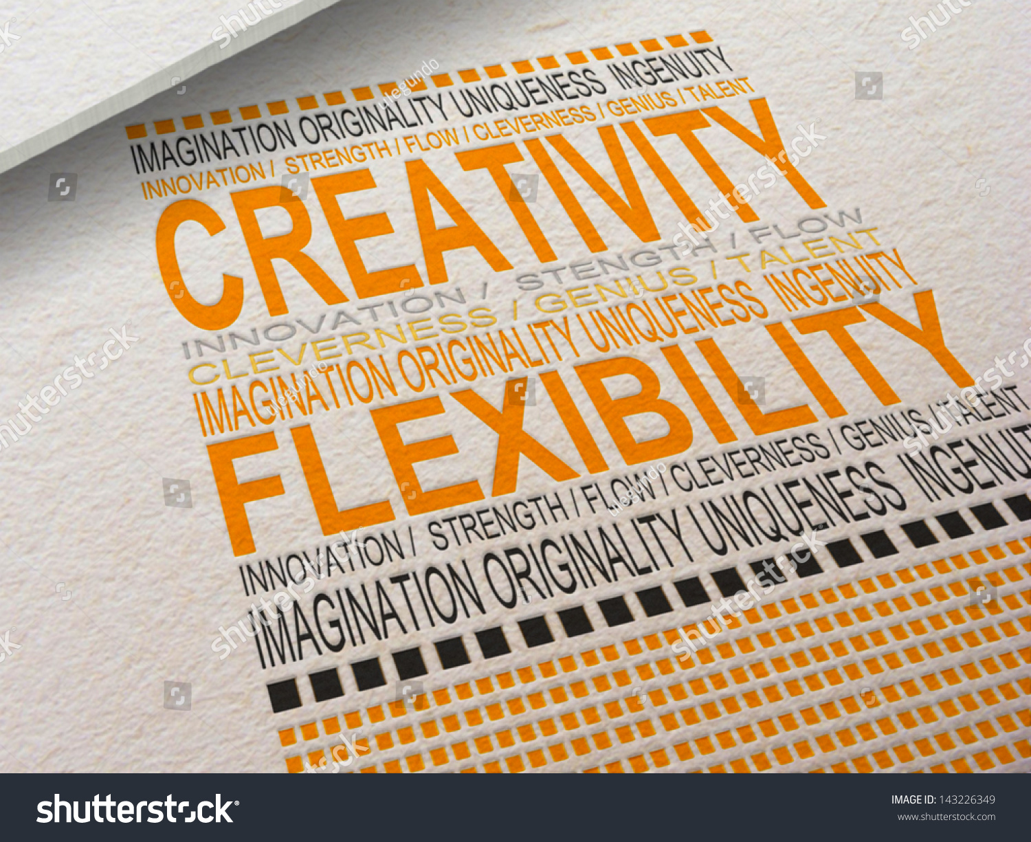 The Word Creativity Letter Pressed Into Paper Withociated Words Around It The Word Creativity Letter Pressed Into Paper Withociated Words Around It