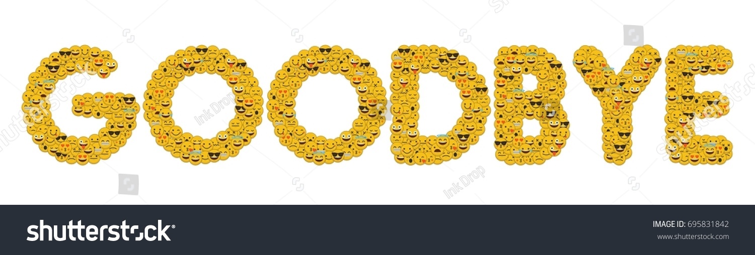 Word Goodbye Written Social Media Emoji Stock Illustration 695831842 ...