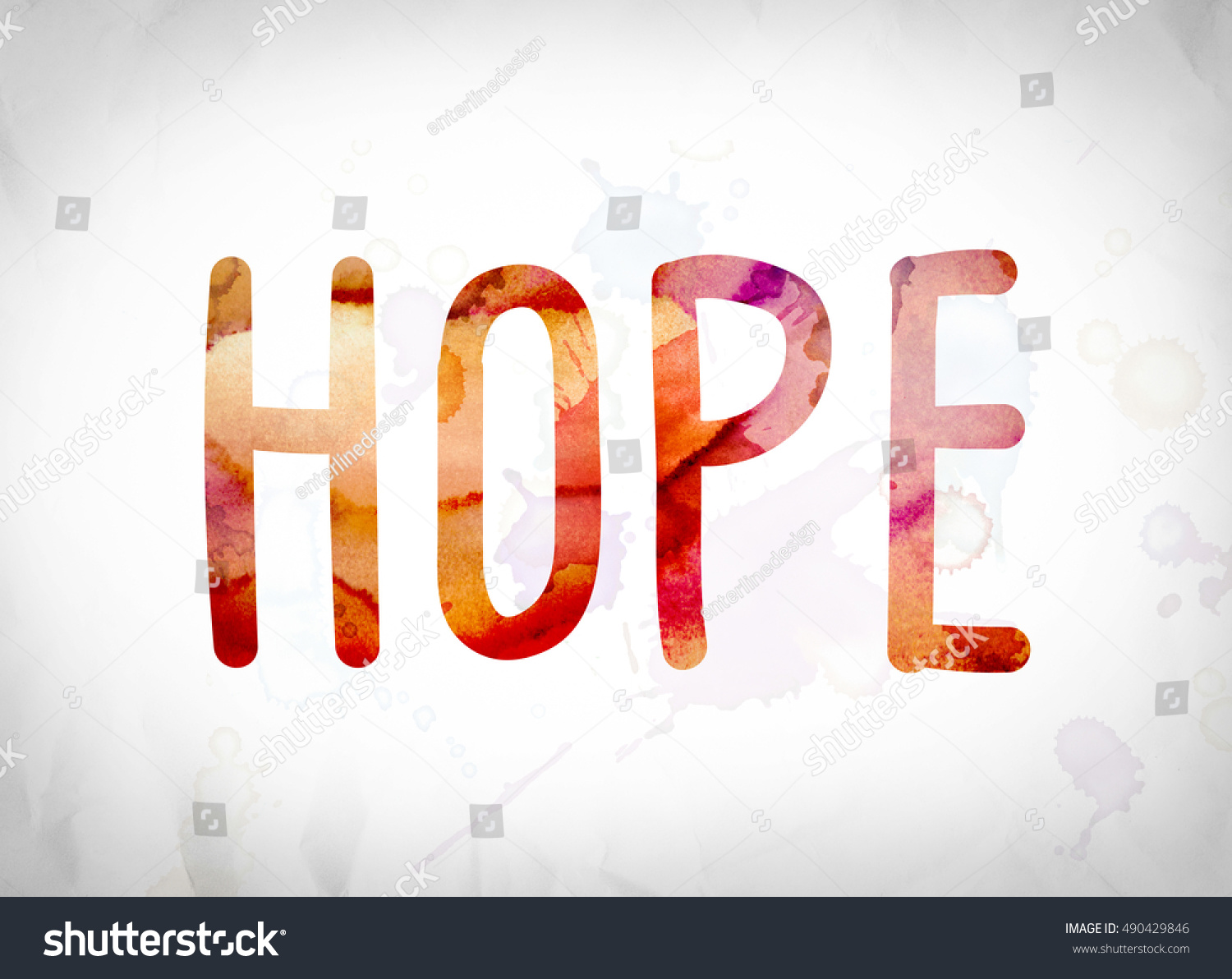 Word Hope Written Watercolor Washes Over Stock Illustration 490429846 ...