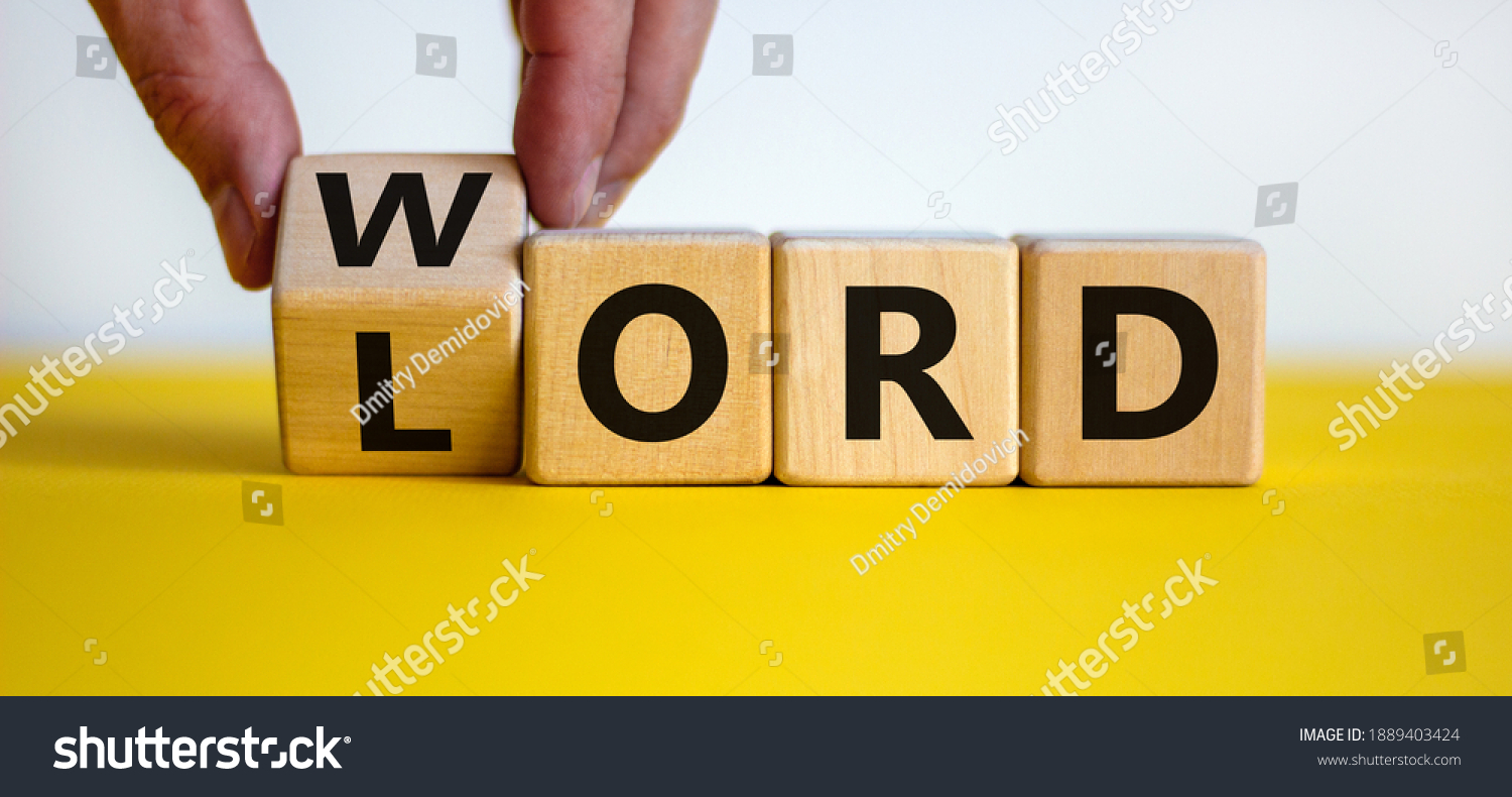 Word Lord Symbol Hand Turns Wooden Stock Photo 1889403424 Shutterstock