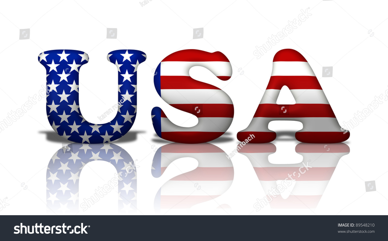 The Word Usa In The American Flag Colors Isolated On White Stock Photo ...