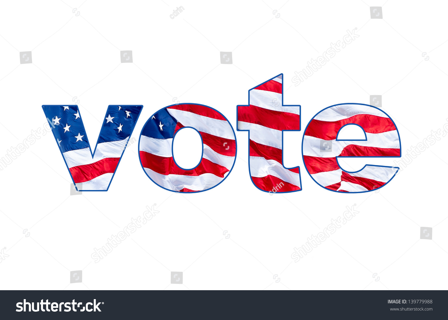 The Word Vote With A Waving American Flag Embedded Inside The Letters ...