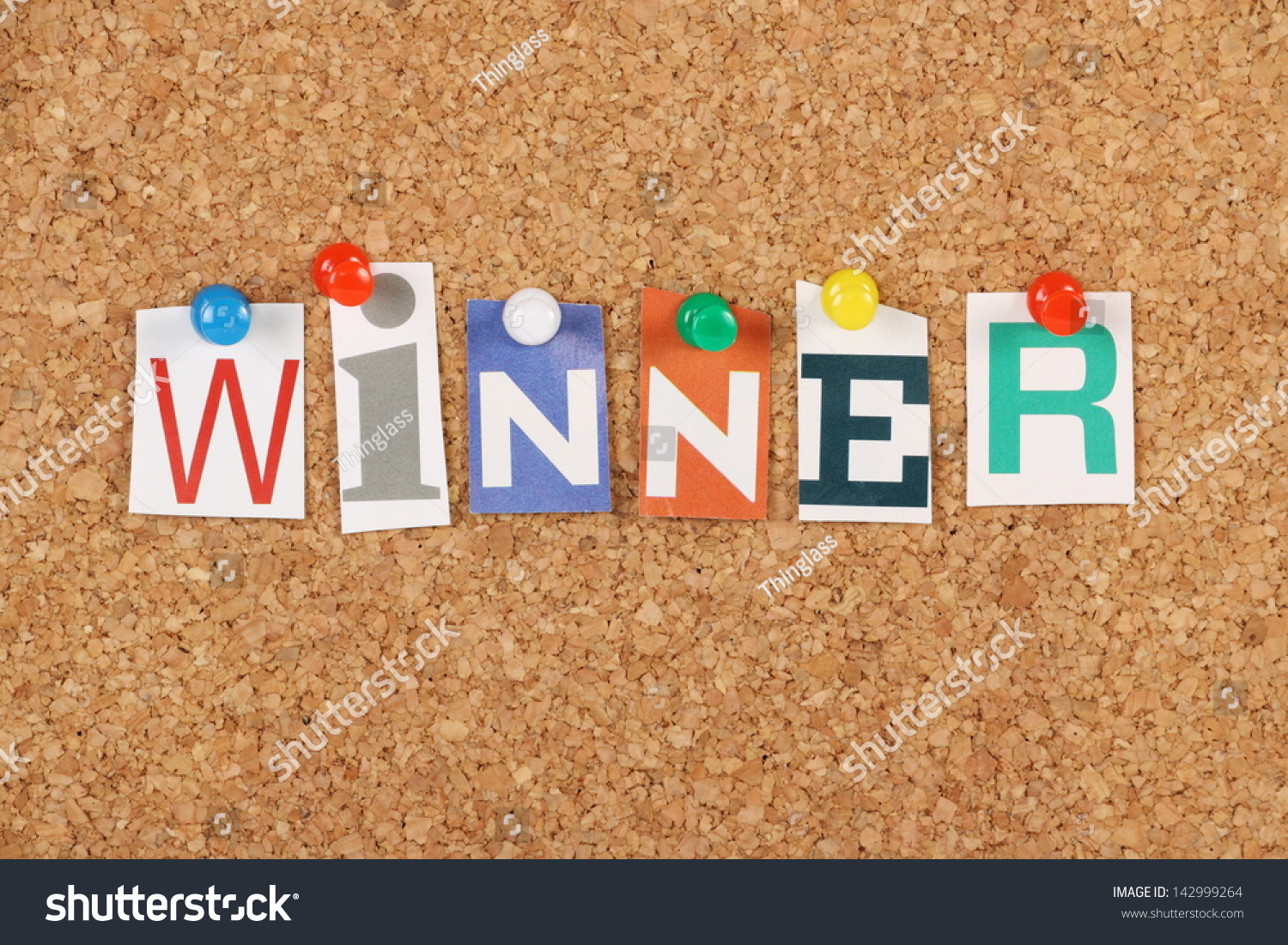 The Word Winner In Cut Out Magazine Letters Pinned To A Cork Notice ...