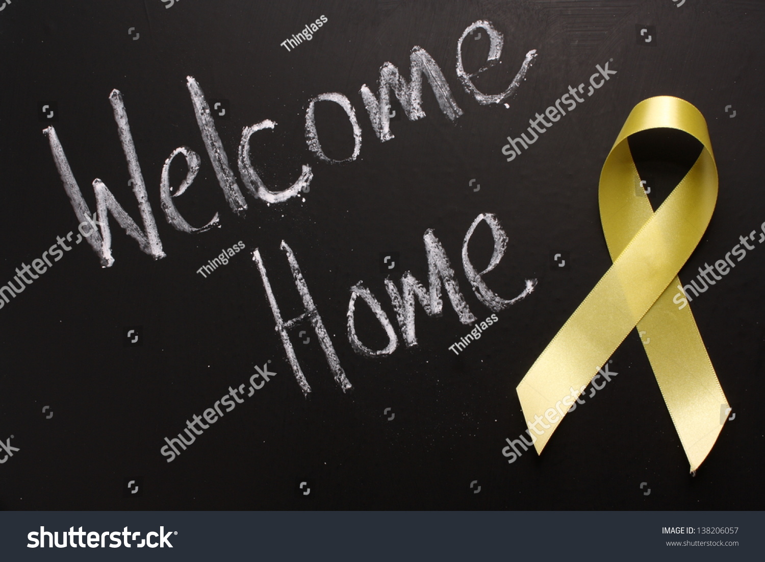 3 780 Military Welcome Images Stock Photos Vectors Shutterstock   Stock Photo The Words Welcome Home Written On A Blackboard Next To A Yellow Ribbon In Reference To Military 138206057 