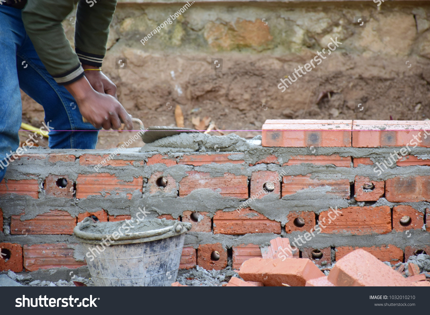 Workers Building Walls Stock Photo 1032010210 | Shutterstock