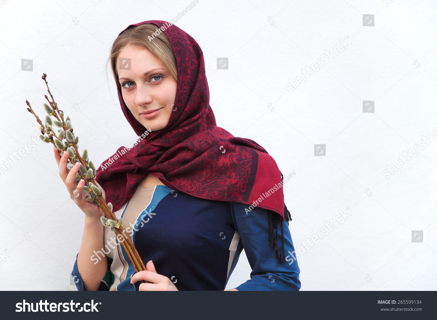 Young Girl Holds Pussy Willow Branches Stock Photo Edit Now