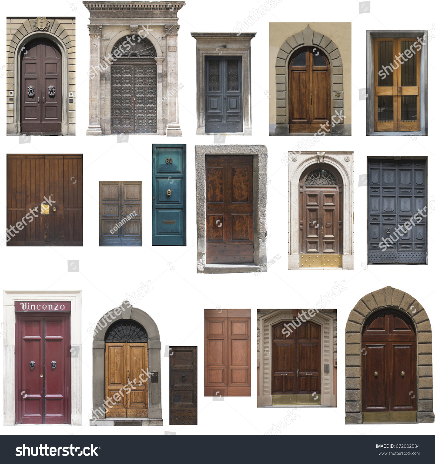 There Old Doors That Has Whitebackground Stock Image