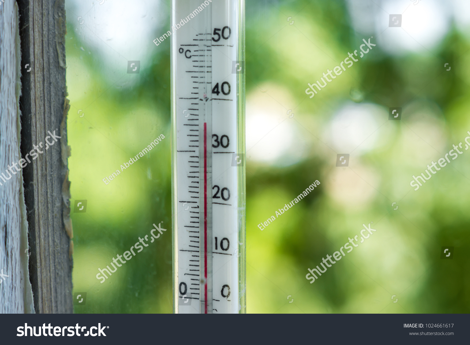 Thermometer Shows Thirtyfive Degrees Celsius Stock Photo Edit Now 1024661617