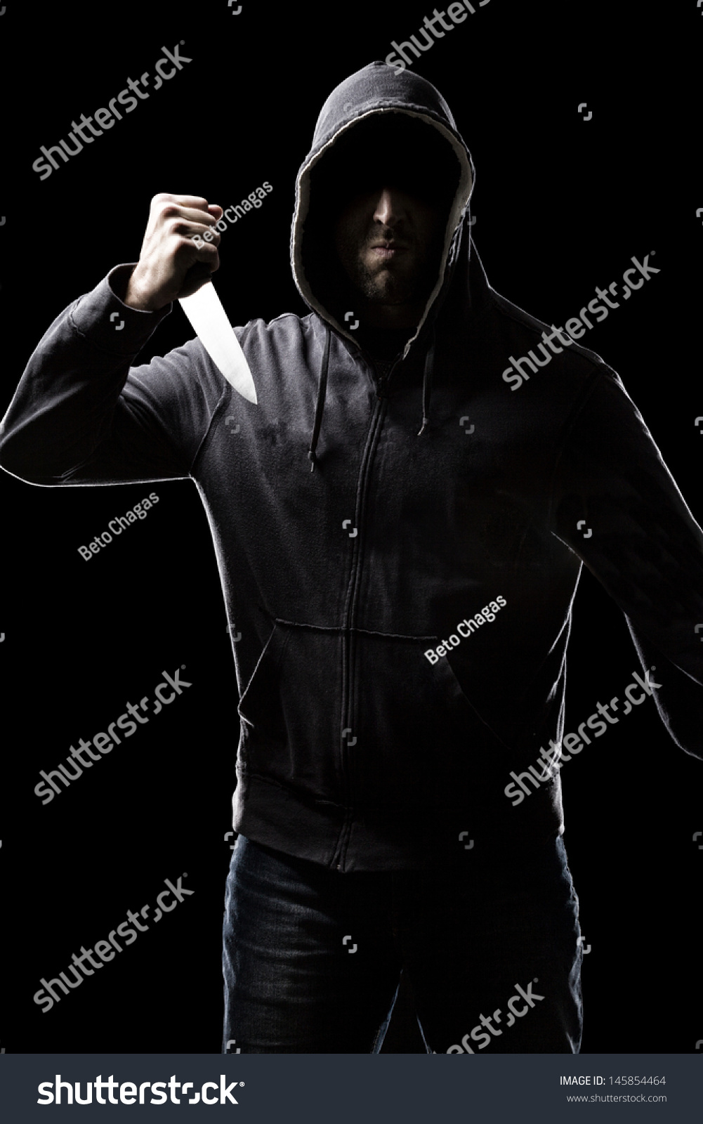 Thief Hood On Black Background Stock Photo Edit Now 145854464