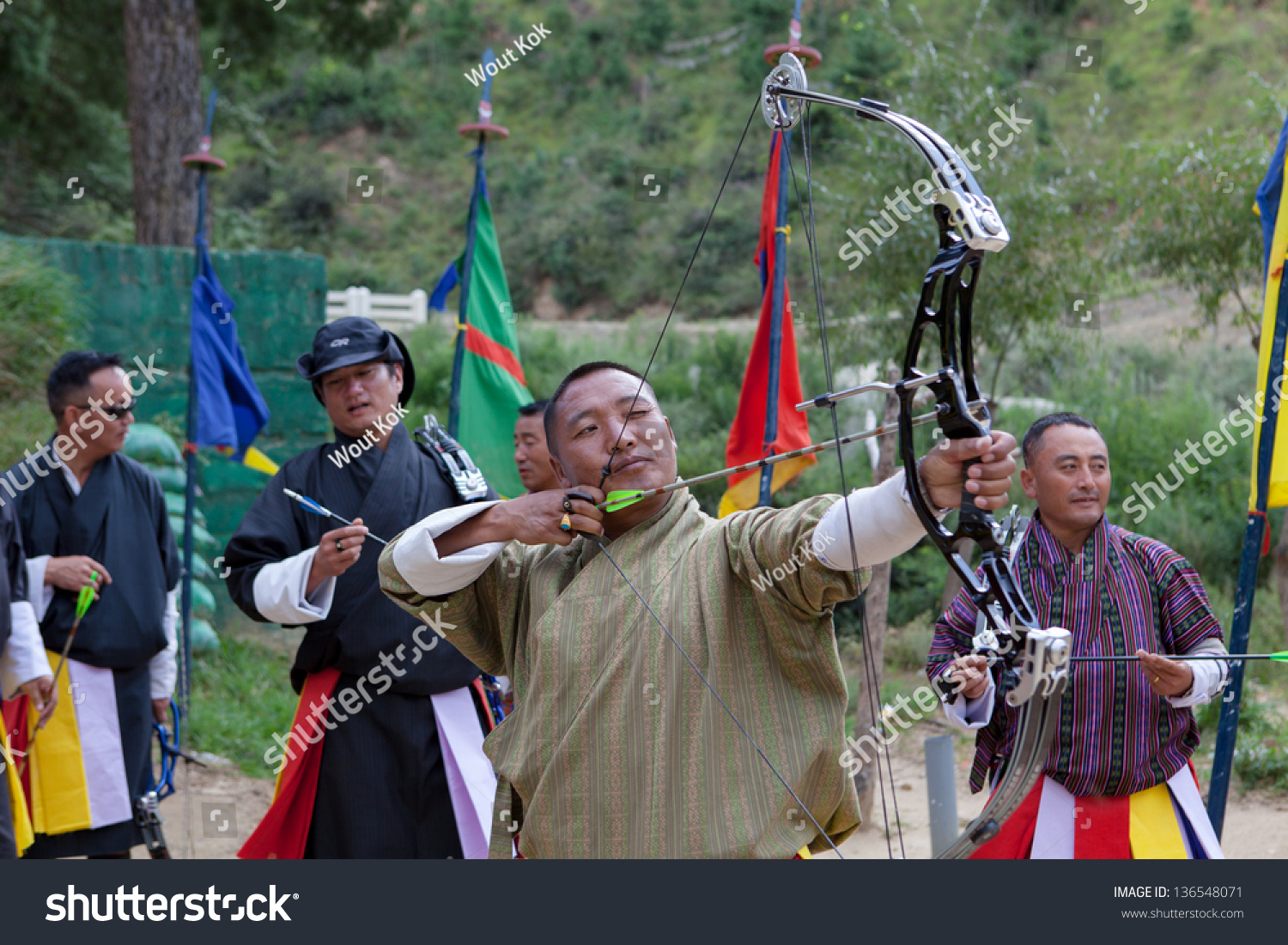 Thimphu,Bhutan -September 22:Bhutanese Men Compete In A Game Of Archery ...