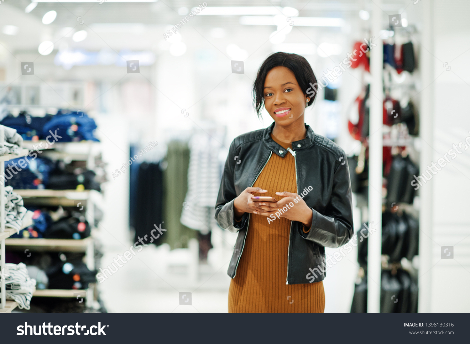 Thin African American Woman Brown Tunic Stock Photo Edit Now