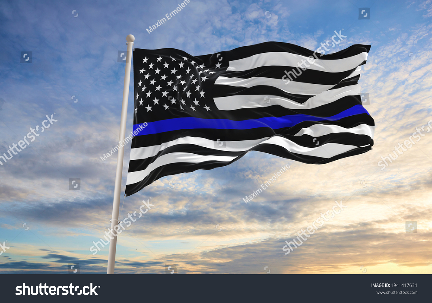 Thin Blue Line Black Flag Usa Stock Photo 1941417634 | Shutterstock