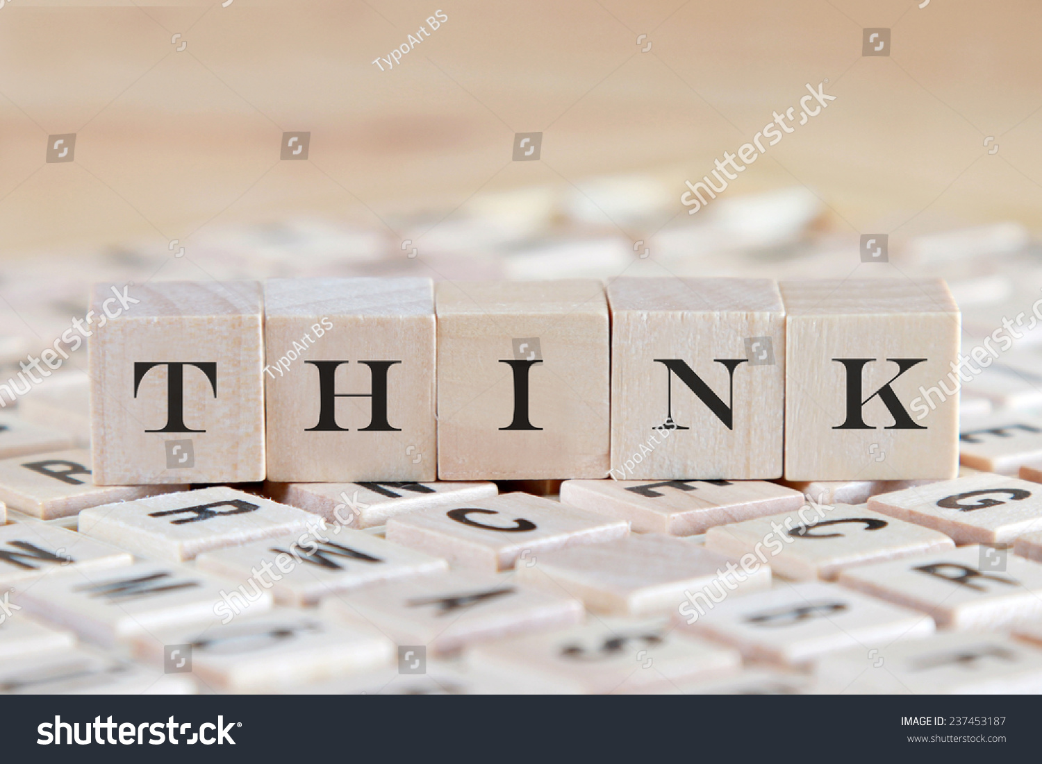 Think Word Background On Wood Blocks Stock Photo 237453187 : Shutterstock