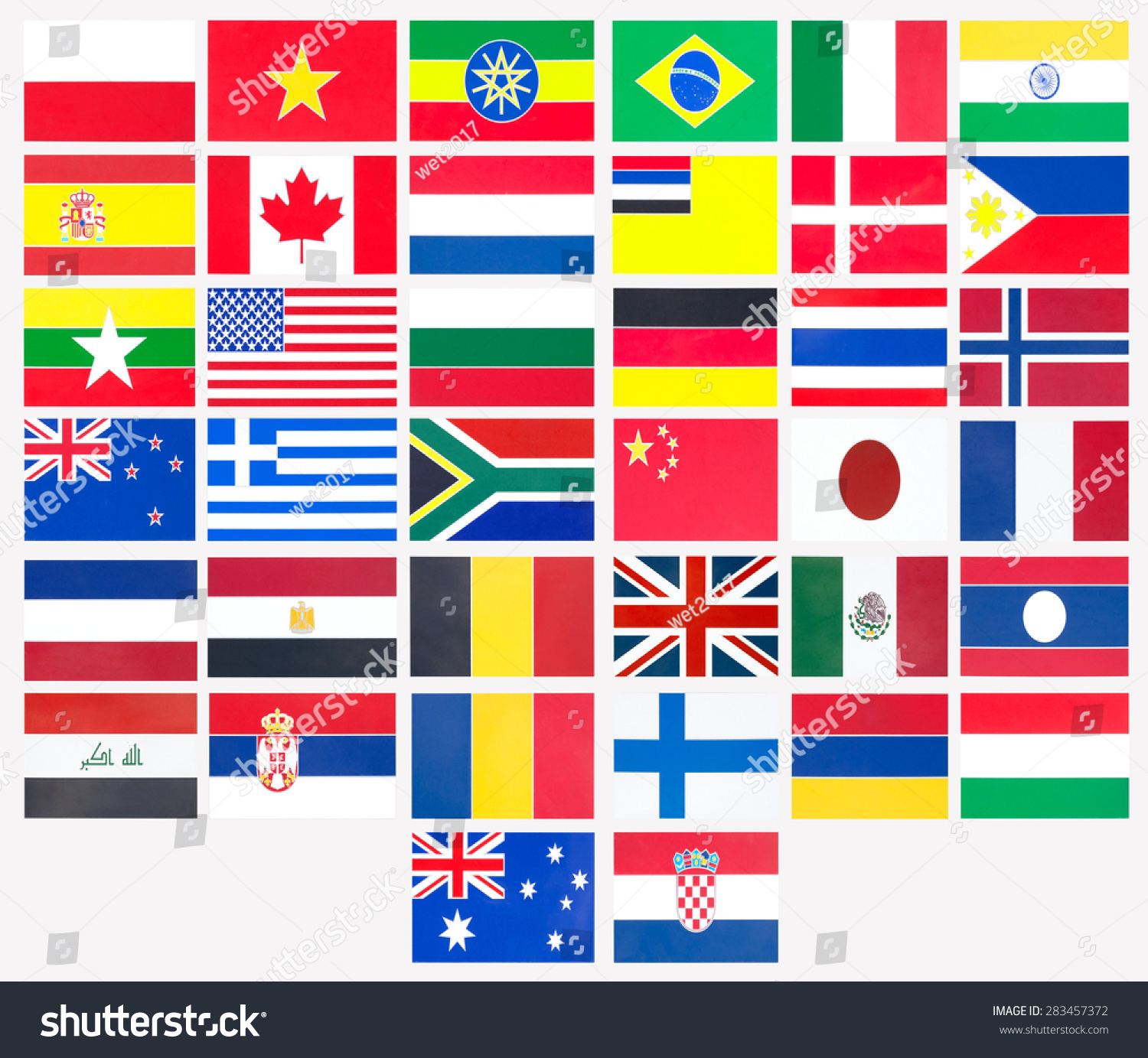 Thirty-Eight Countries Flag National Symbol. Stock Photo 283457372 ...