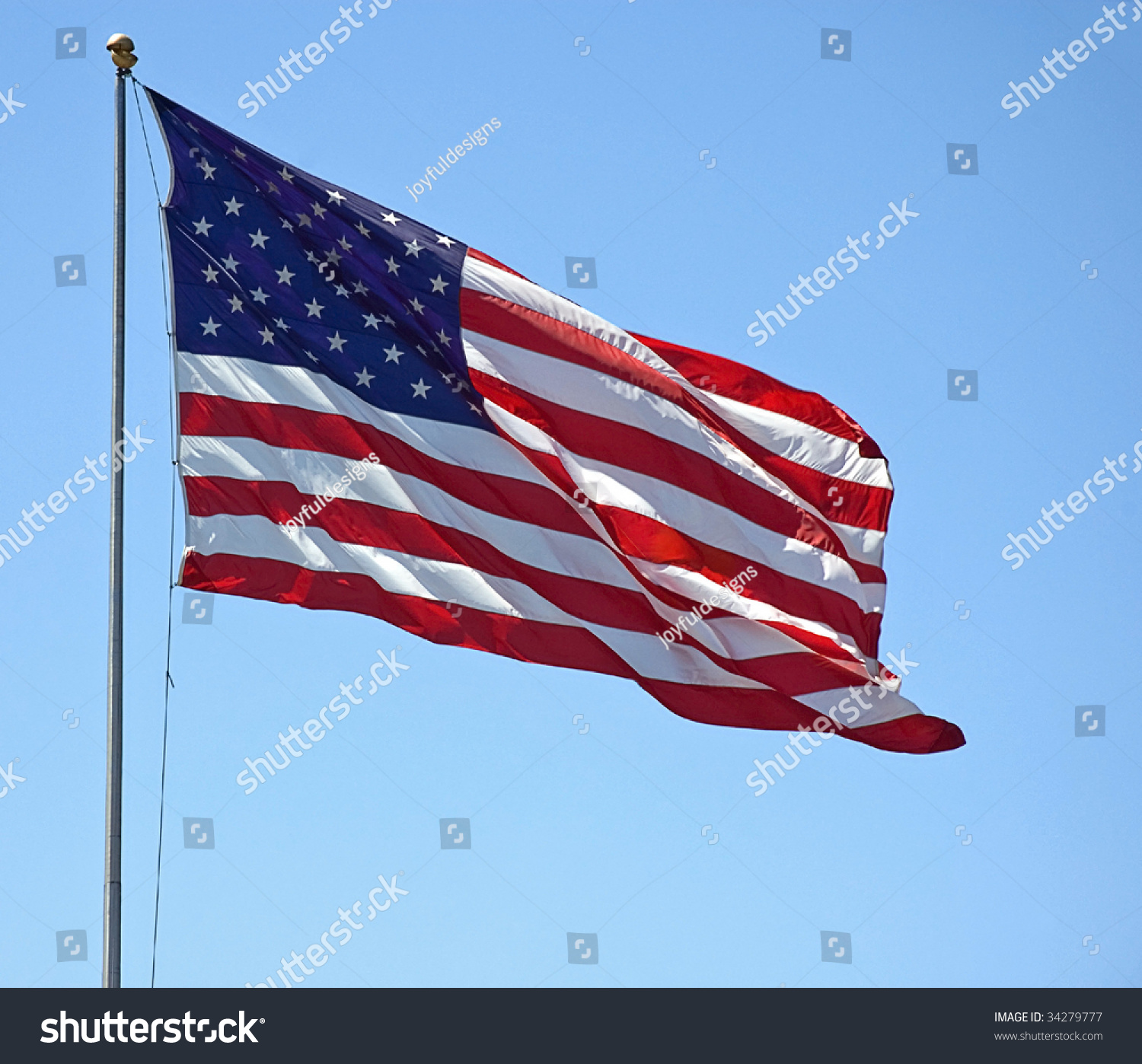 This American Flag Is Flying It'S Red, White And Blue Symbol Against A ...