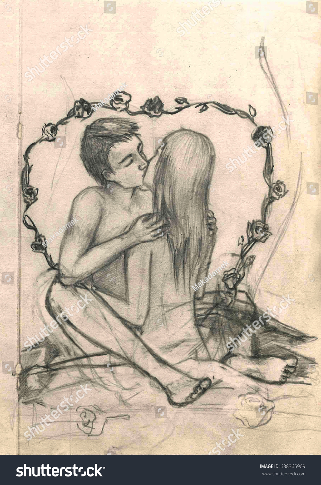 Drawings Of A Girl And Boy Kissing