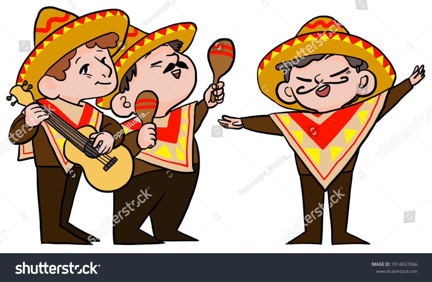 This Illustration Mexican Band Cartoon Style Stock Illustration ...