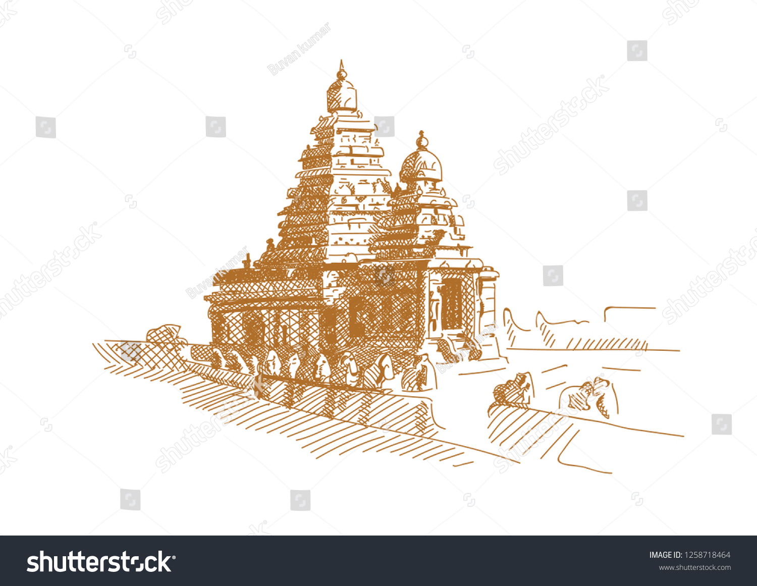 12 Shore temple mahabalipuram Stock Illustrations, Images & Vectors ...