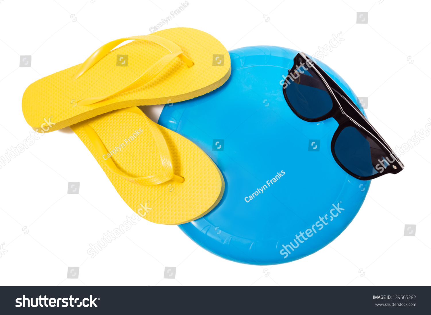 Thongs Frisbee Sunglasses Copy Space 