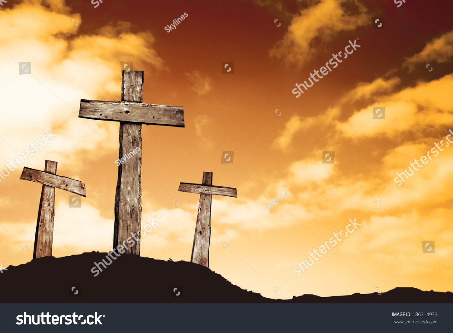 Three Crosses On A Hill Stock Photo Shutterstock