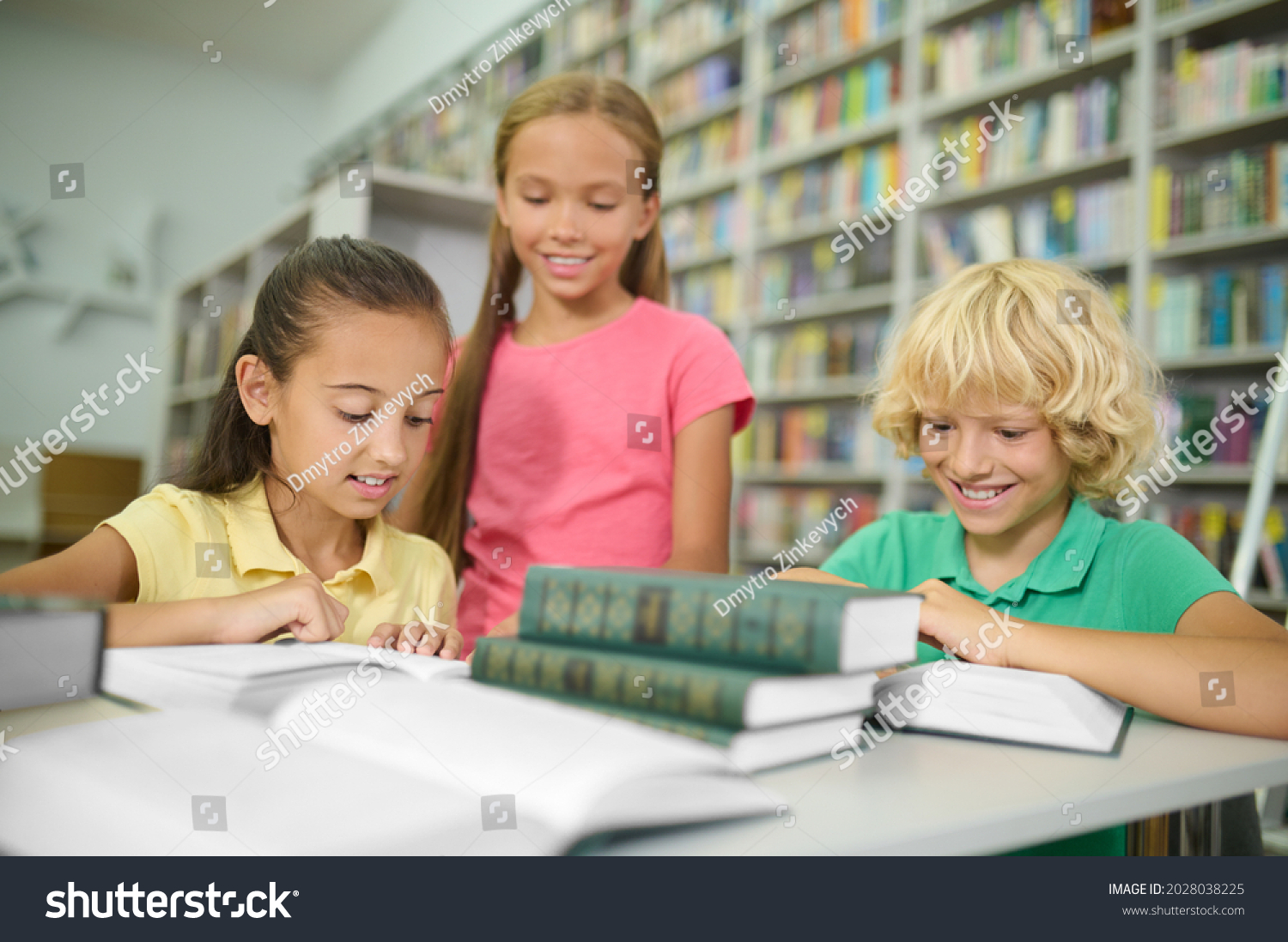 Three Cute Classmates Studying Together Public Stock Photo 2028038225 ...