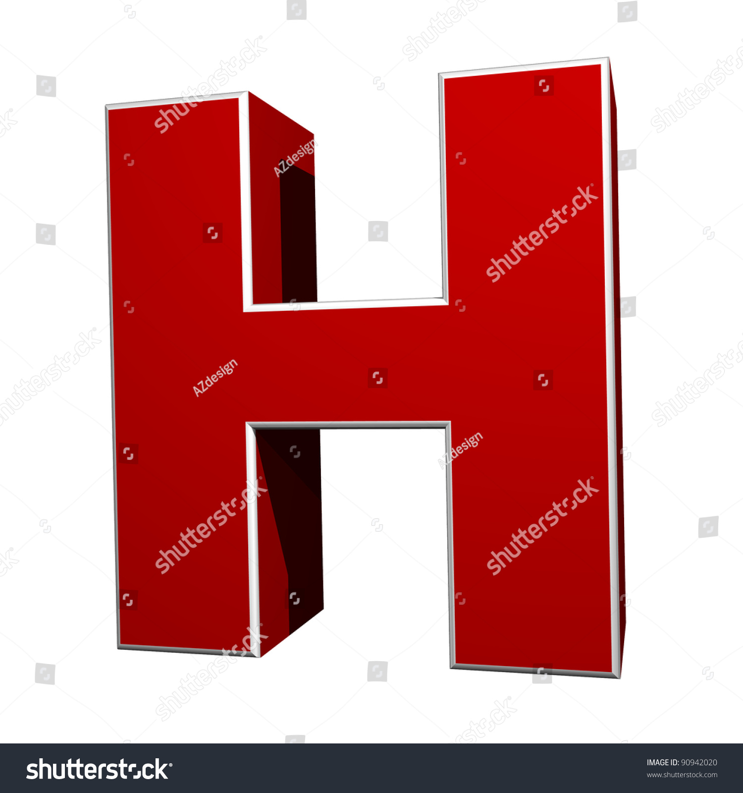 Three-Dimensional Letter H Isolated On White Background Stock Photo ...