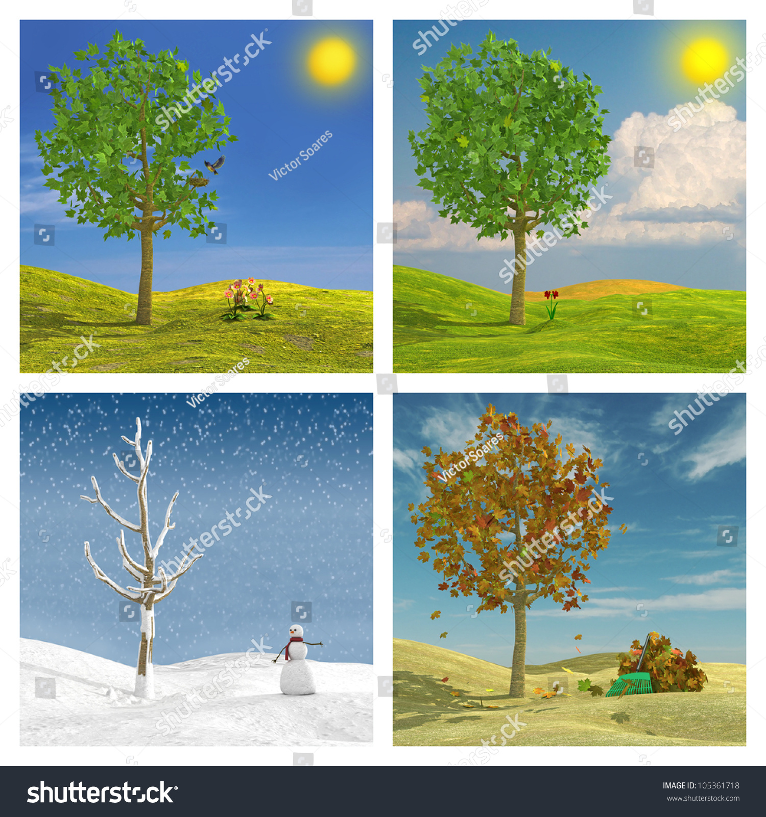 Three Dimensional Render Of The Four Seasons Stock Photo 105361718 ...