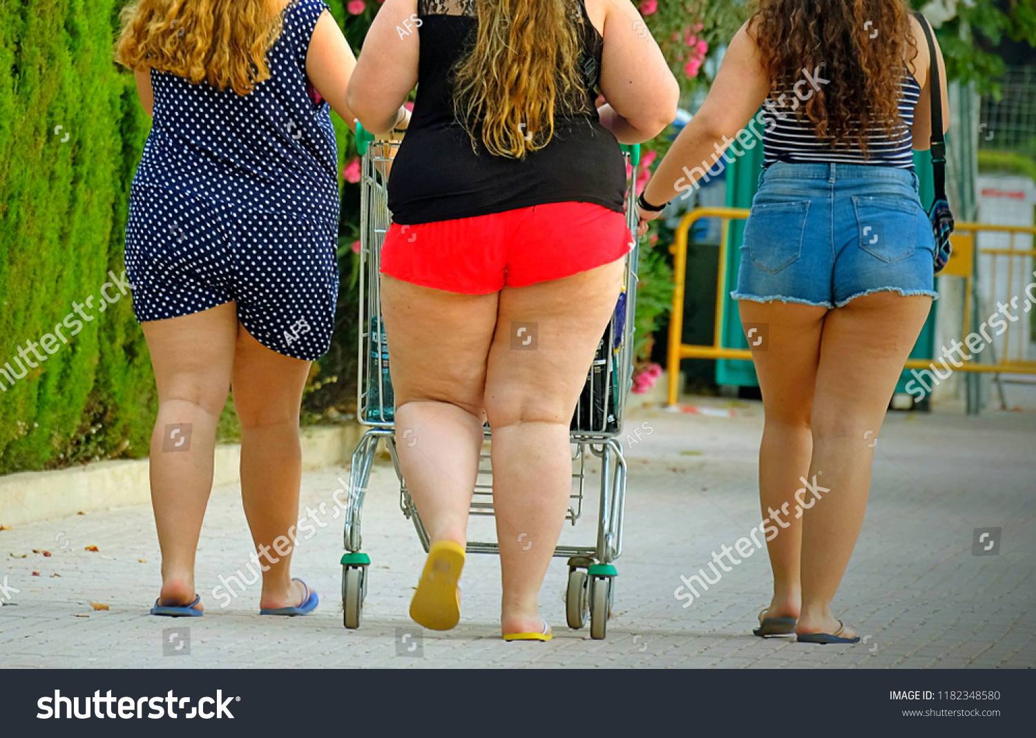 Three Fat Girls Taking Food Basket Stock Photo (Edit Now) 1182348580