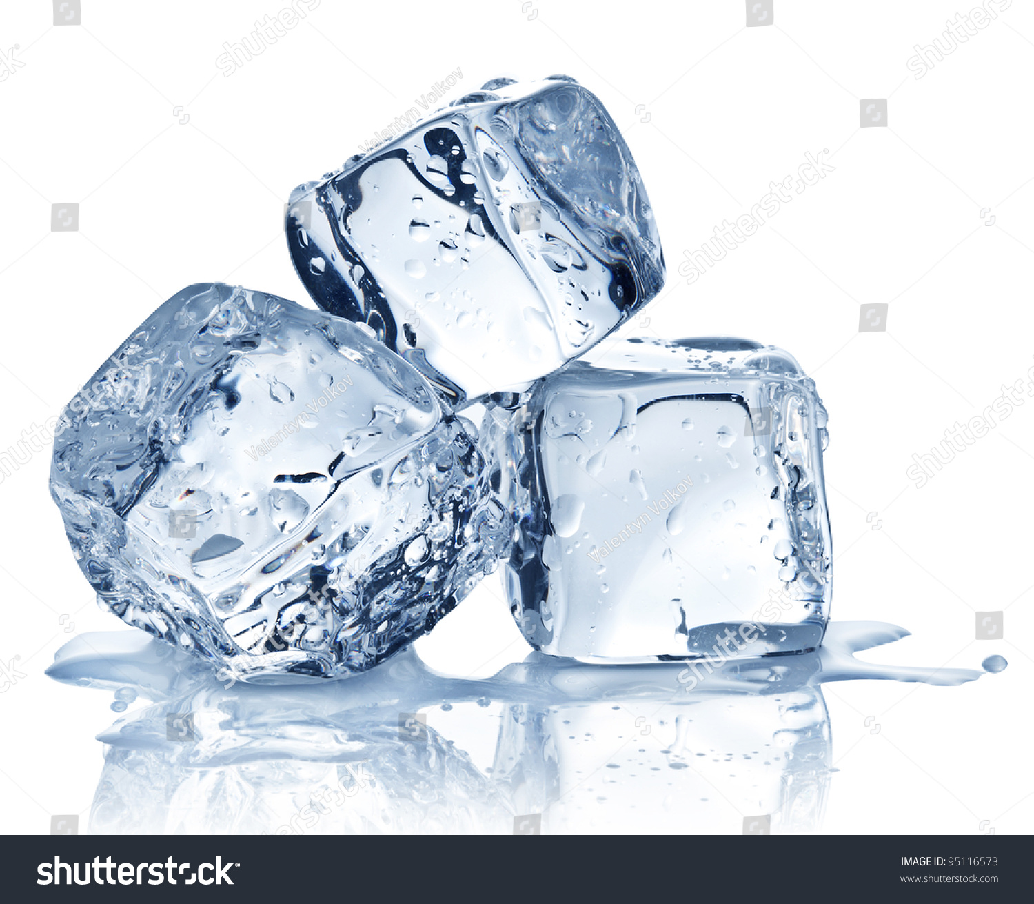 Three Ice Cubes On White Background Stock Photo 95116573 