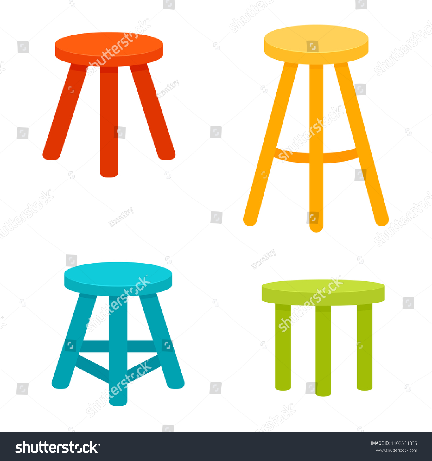 Three Legged Stool Set Clipart Image Stock Illustration 1402534835