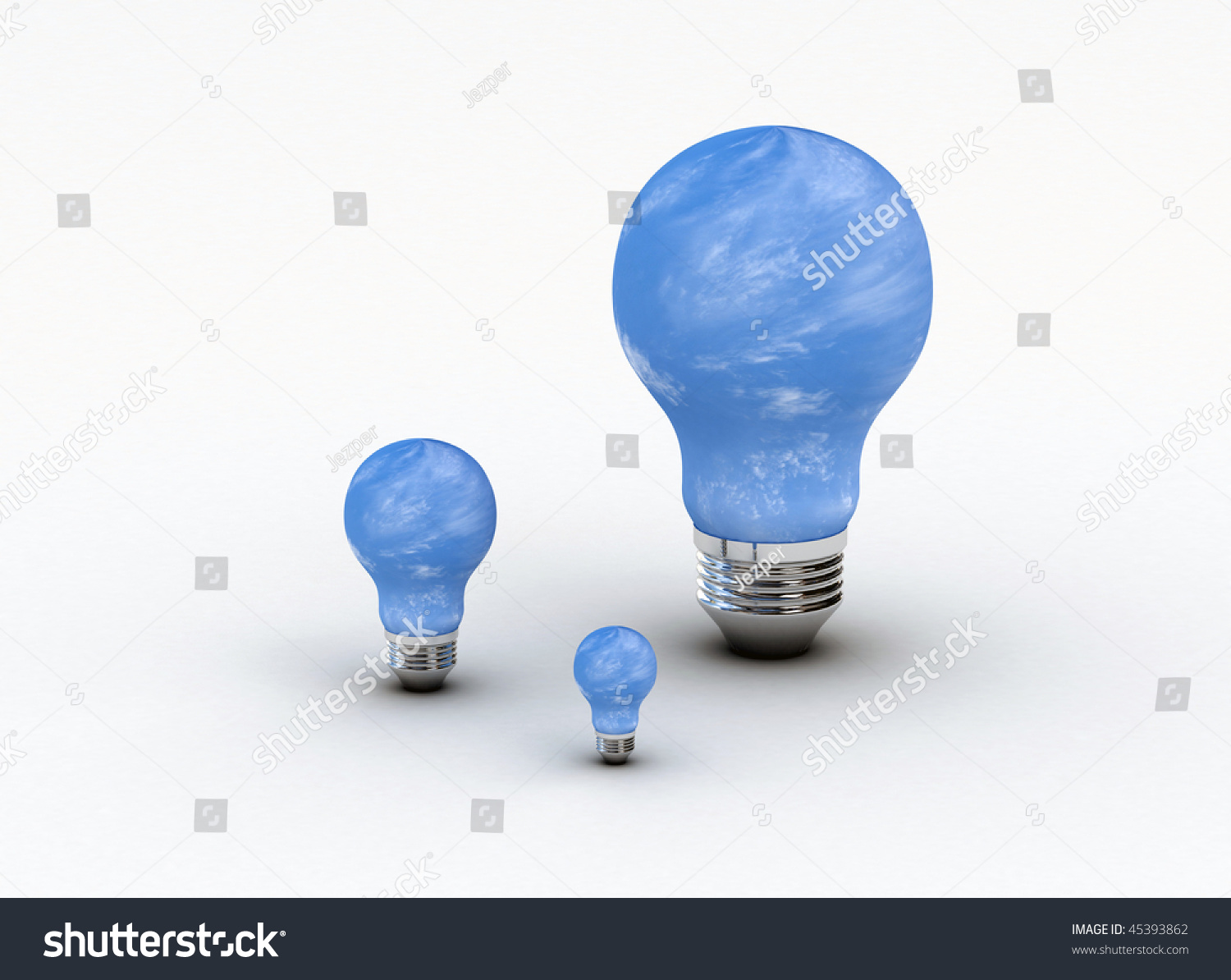 Three Light Bulbs Reflectiong Sky Stock Illustration 45393862