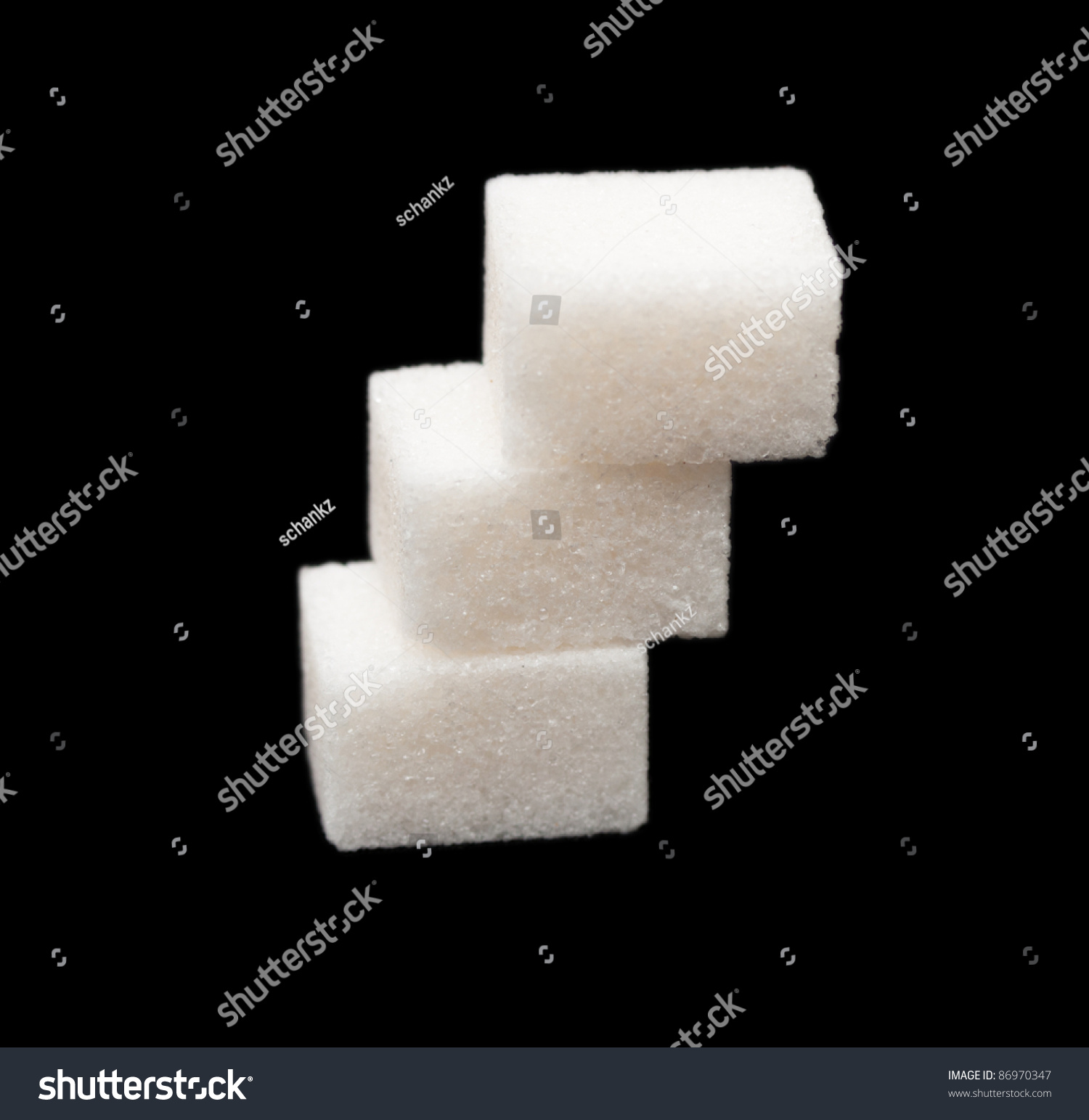 Three Lumps Sugar On Black Background Stock Photo (Edit Now) 86970347
