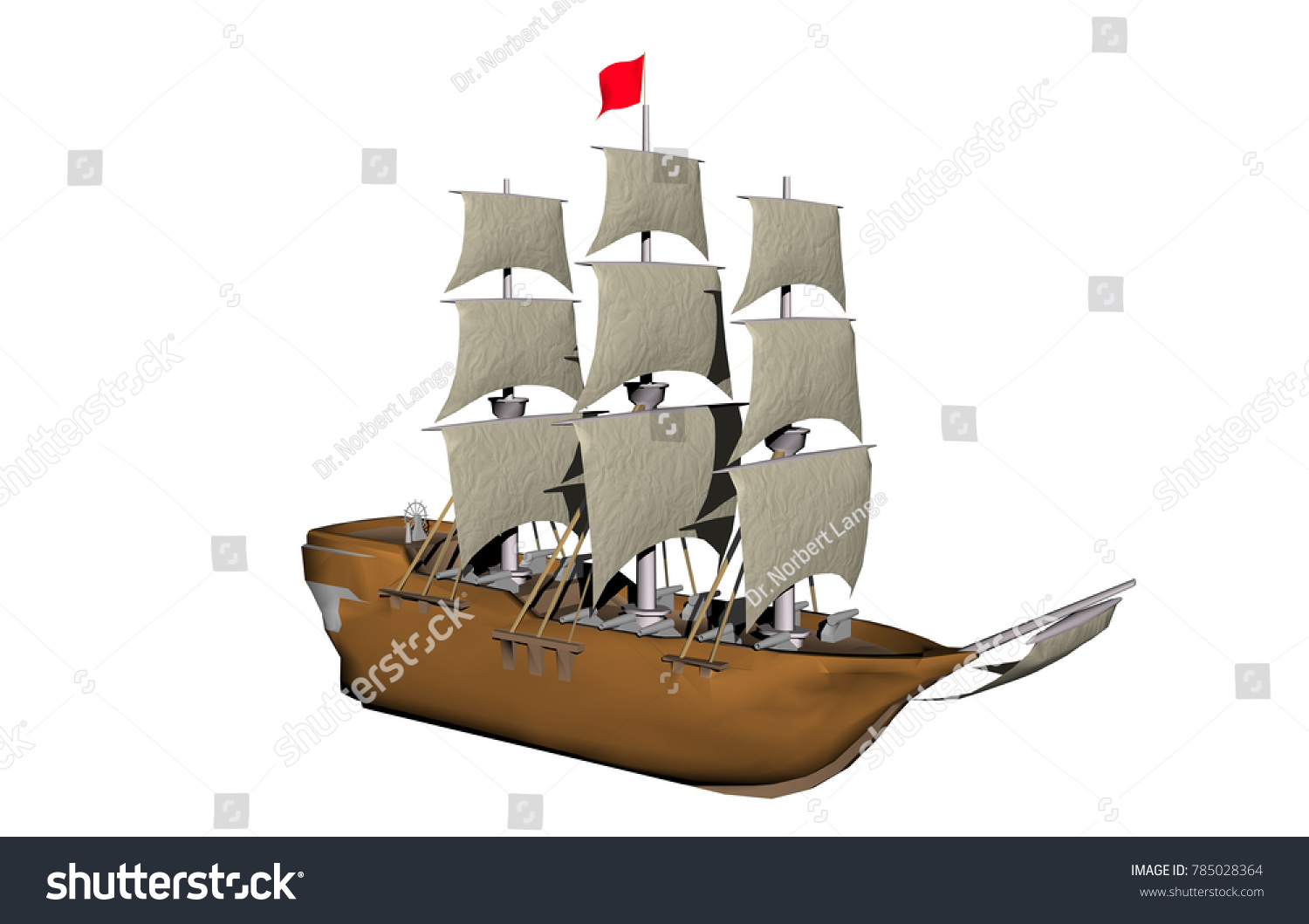 Threemaster Ship 3d Rendering Stock Illustration 785028364 | Shutterstock