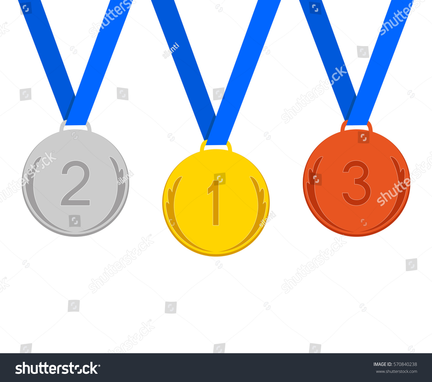 Three Medals On White Background Medals Stock Illustration 570840238