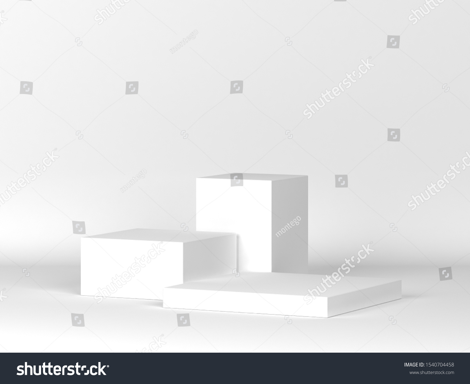 Three Podiums Standing Minimal Scene 3d Stock Illustration 1540704458