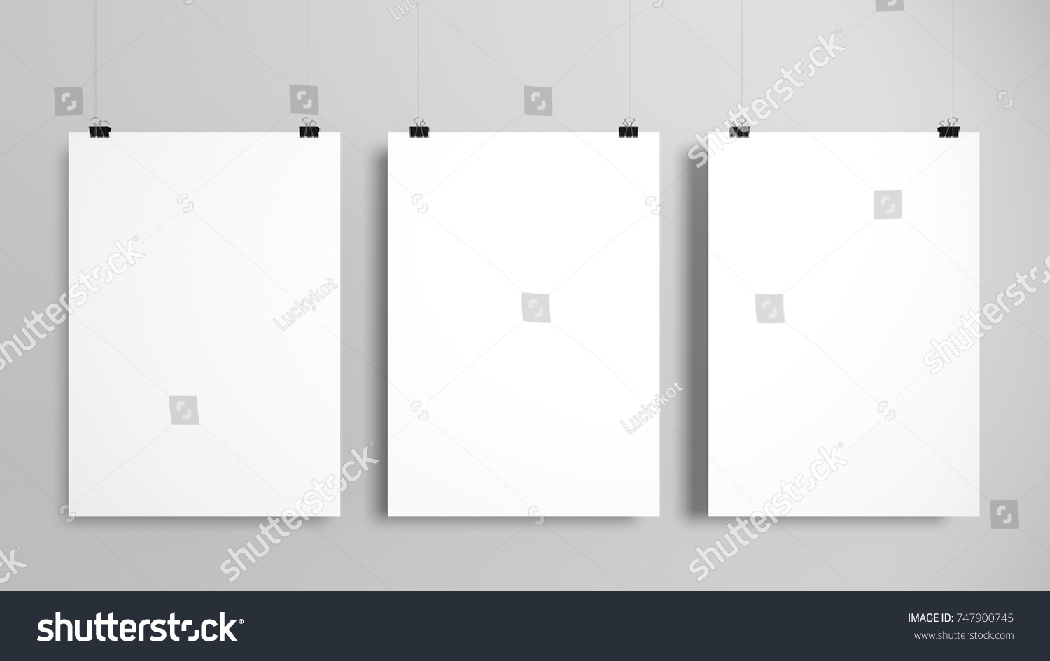 Three Poster Mockup Set 3d Illustration: ภาพประกอบสต็อก 747900745