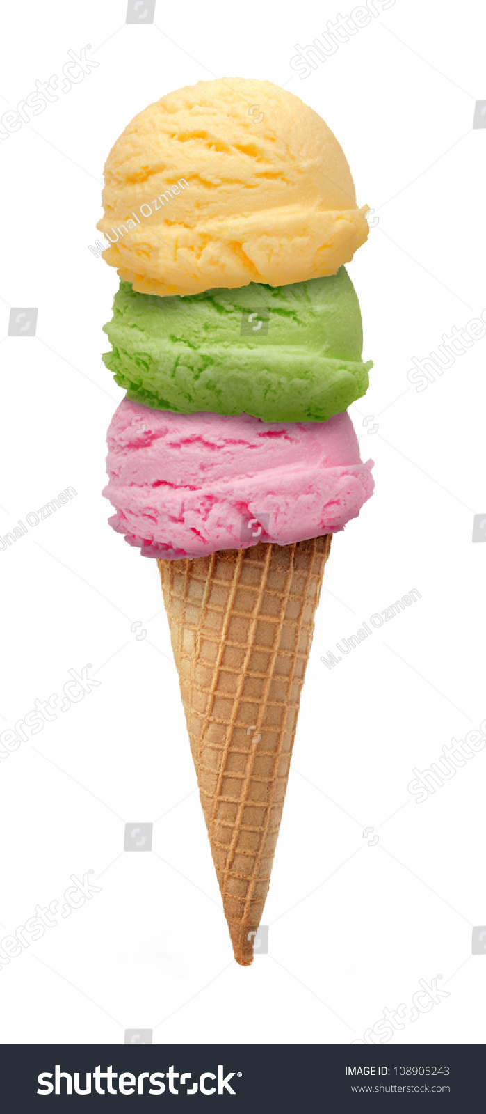 three scoops ice cream