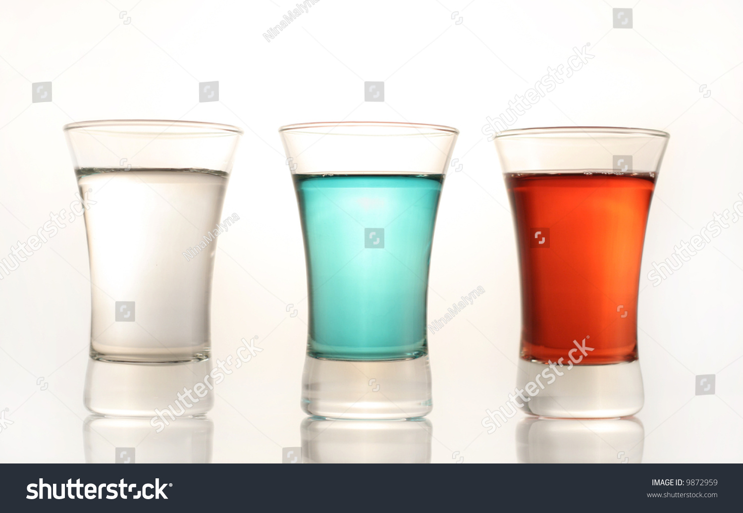 Three Shot Glasses Red Blue See Stock Photo 9872959 | Shutterstock