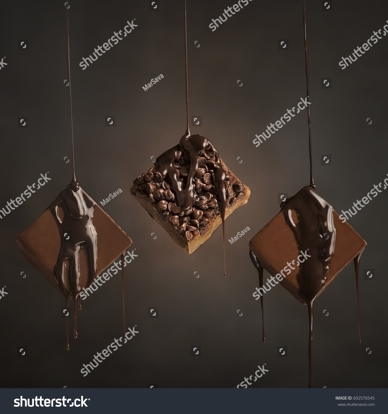 Three Squares Chocolate Fudge Chocolate Syrup Stock Photo (Edit Now