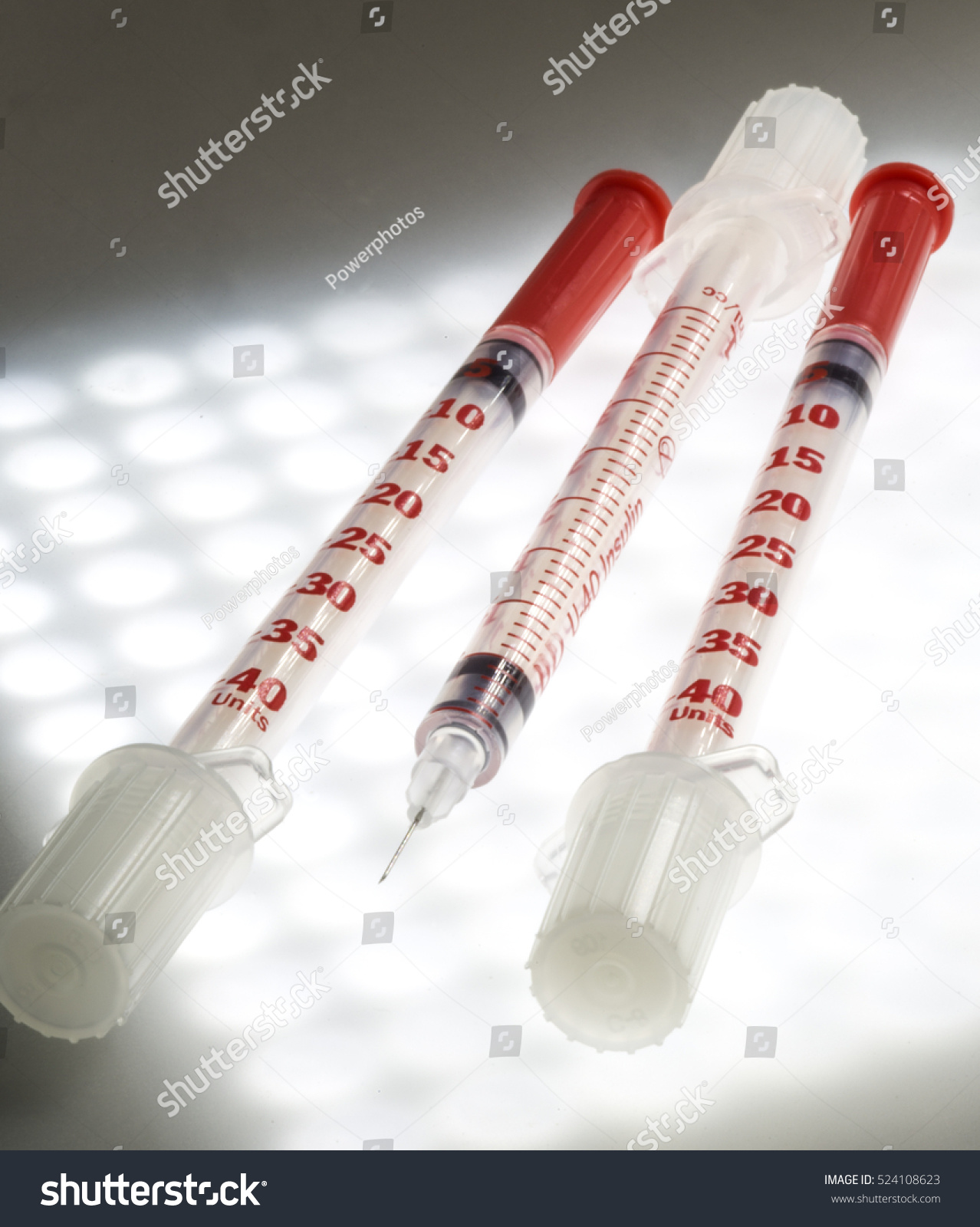 Three U40 Insulin Syringes Close Image Stock Photo Edit Now