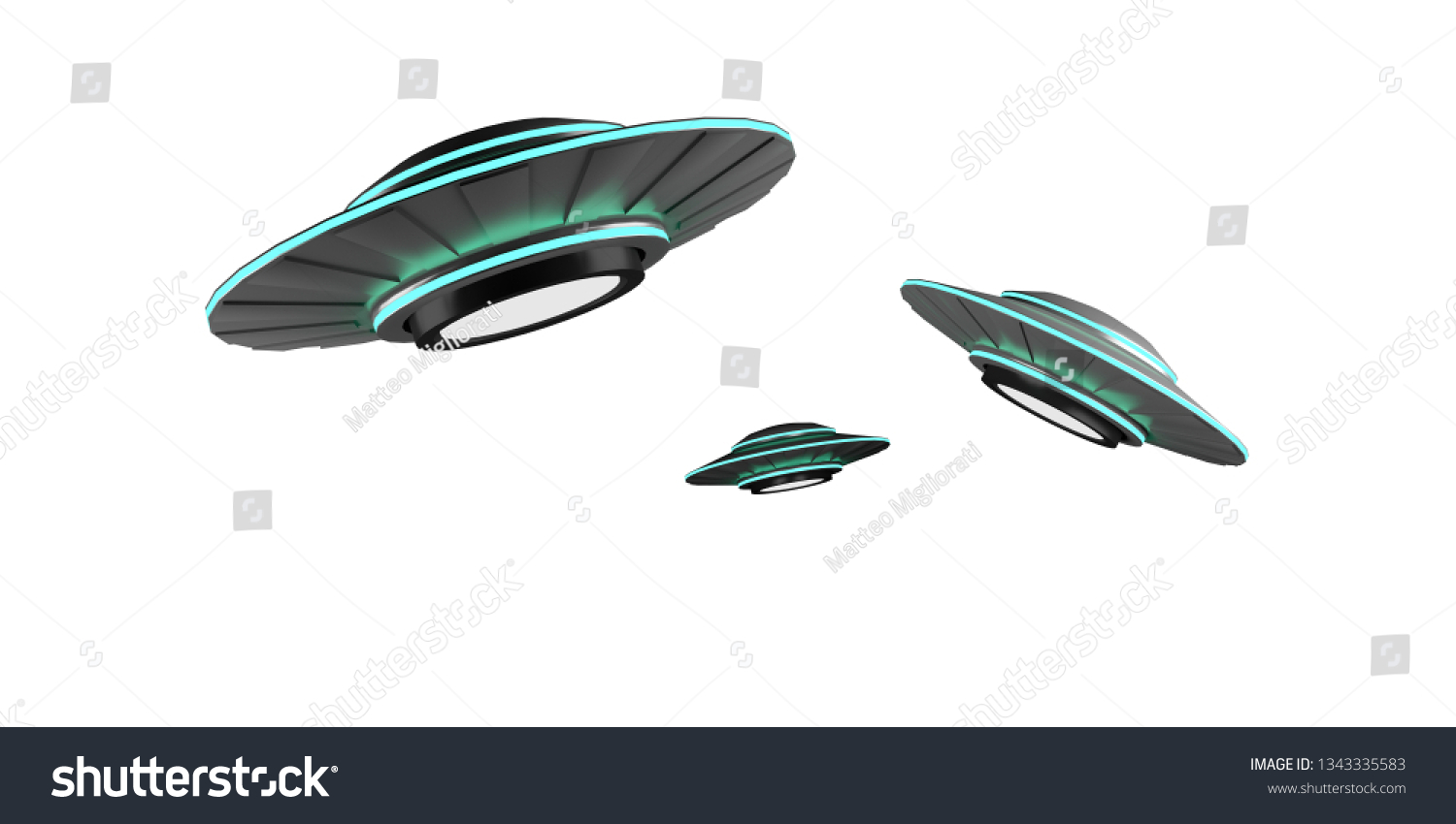 Three Ufo Flying Saucers Fly Formation Stock Illustration 1343335583 ...