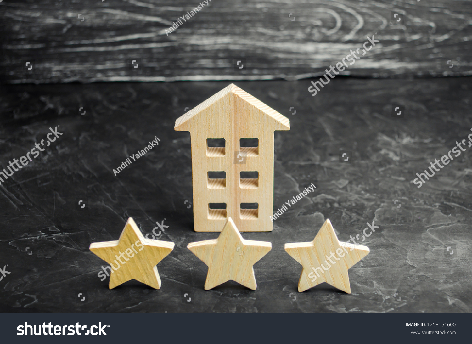 Three Wooden Stars House Three Star Stock Photo Edit Now 1258051600