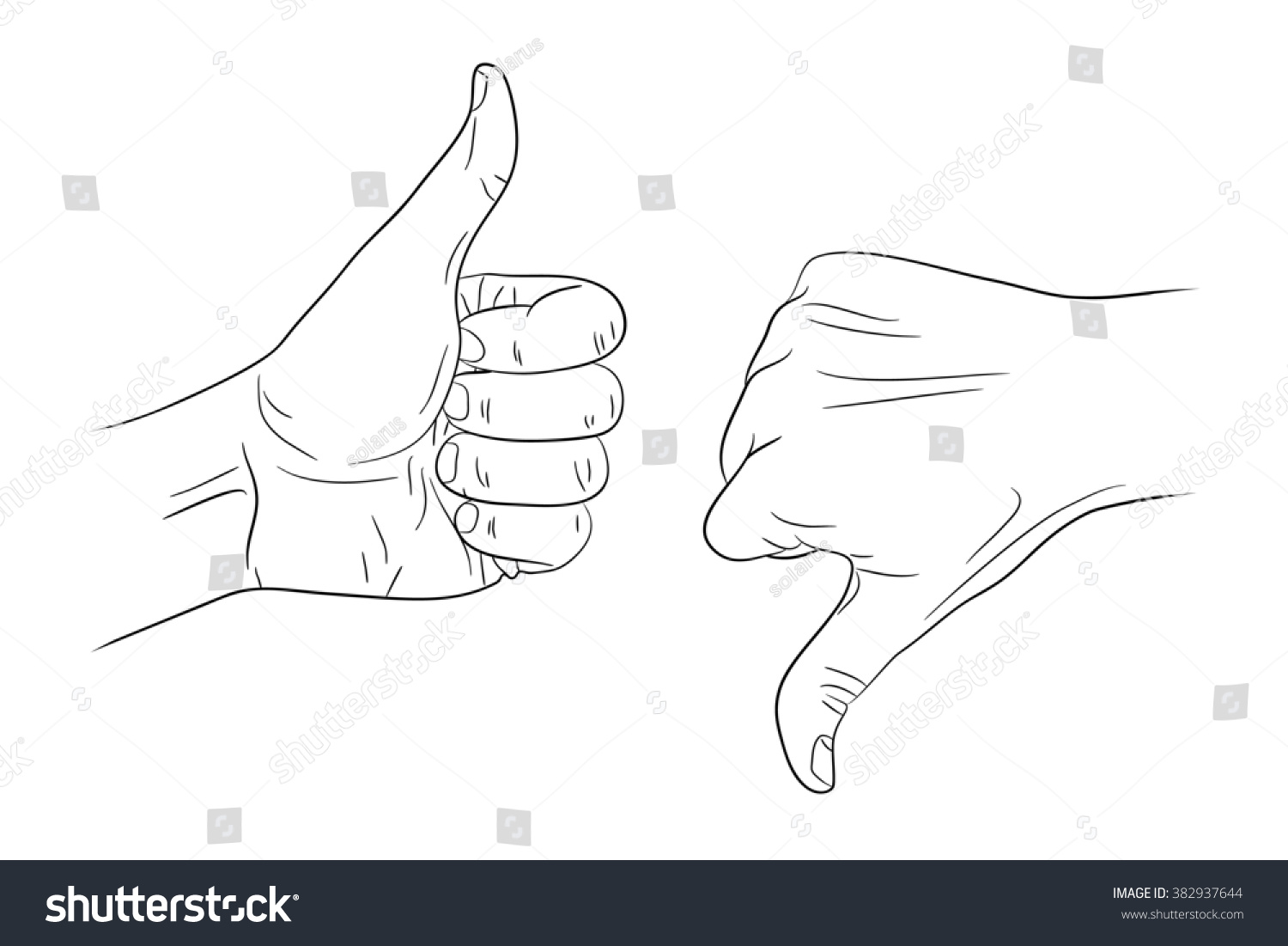 Thumb Thumb Down Outline Contour Illustration Stock Illustration ...