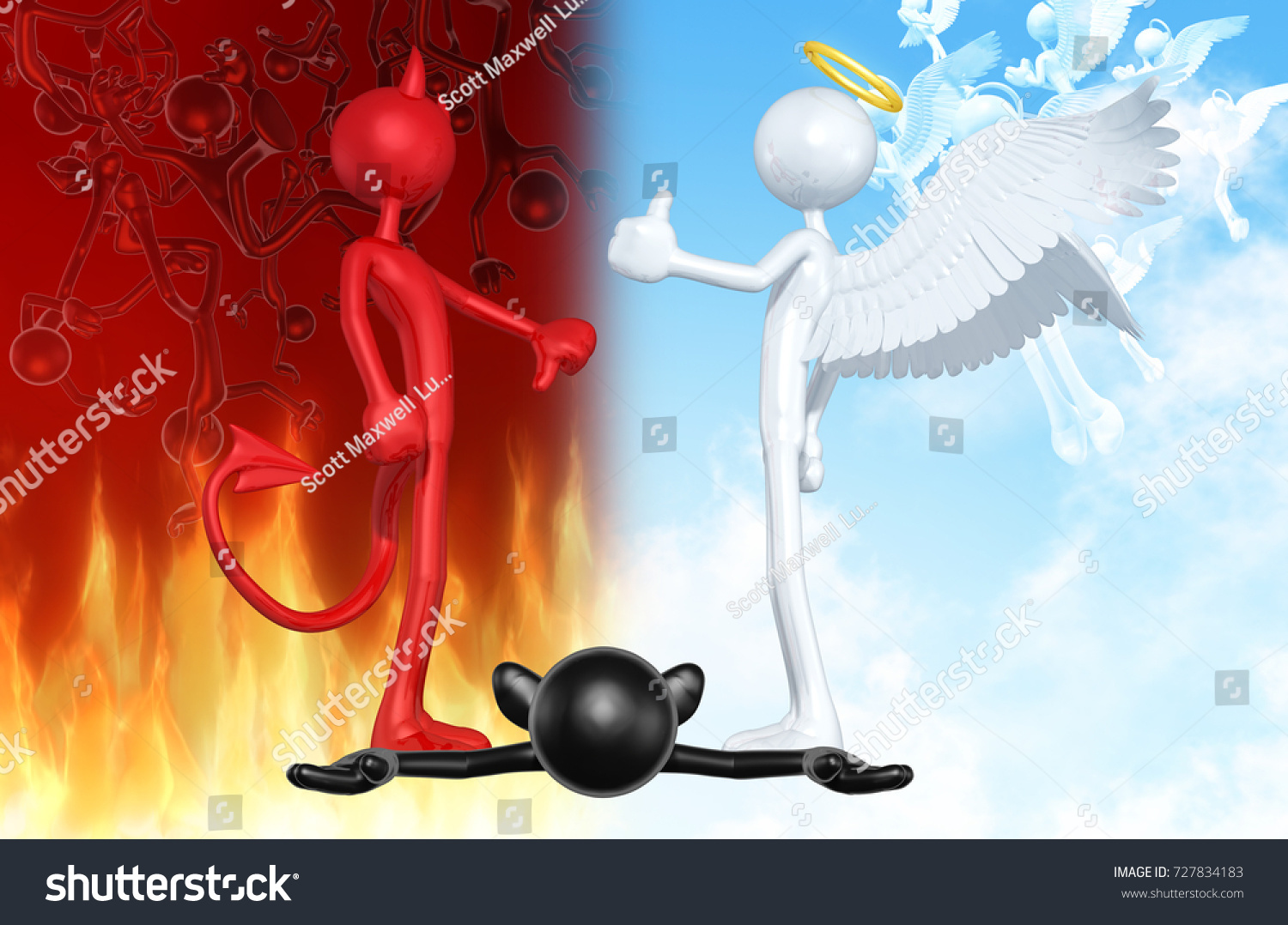 Thumbs Down Devil Thumbs Angel Over Stock Illustration 727834183 ...