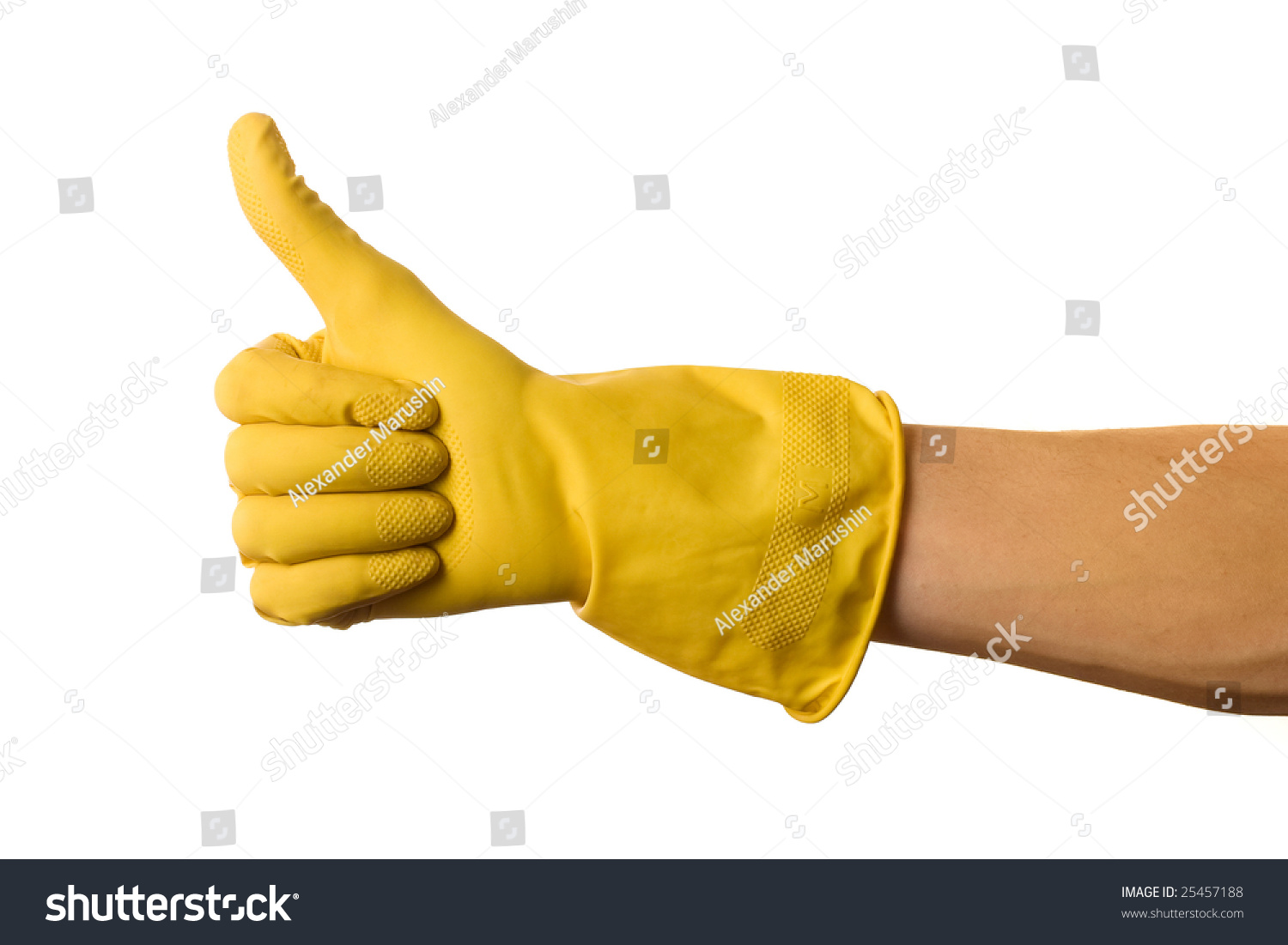 Thumbs Up With A Yellow Vinyl Glove Stock Photo 25457188 : Shutterstock